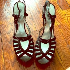 Charles David black cage heels sz 9